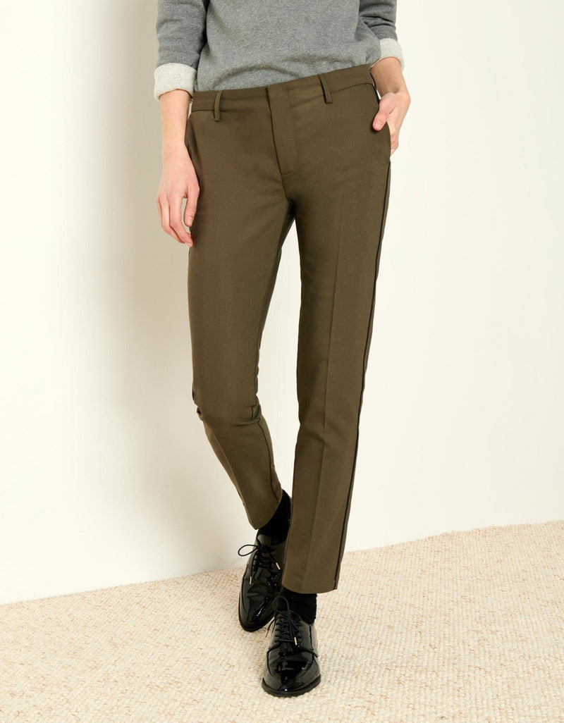 Pantalón color cigarrillo Lizzy - Ribetes caqui - Mujer