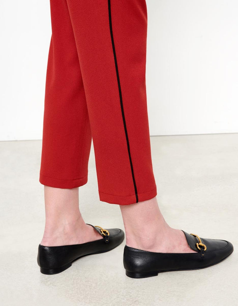 Cigarette Lizzy Color Trousers - Earth Red Piping - Women