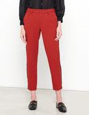Cigarette Lizzy Color Trousers - Earth Red Piping - Women