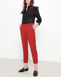 Pantalón color cigarrillo Lizzy - Ribetes rojo tierra - Mujer