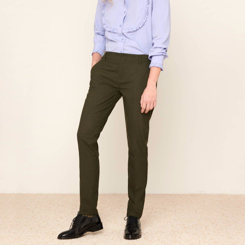 Pantalones pitillo en color verde baya de cigarrillo Lizzy Fancy - Mujer