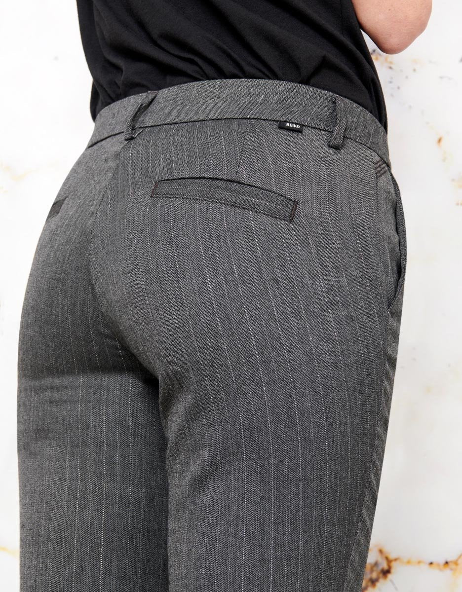 Cigarette Trousers Lizzy Fancy - Grey Silver Stripes - Women