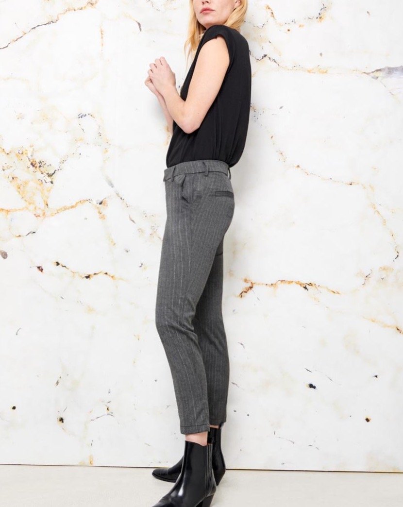 Cigarette Trousers Lizzy Fancy - Grey Silver Stripes - Women
