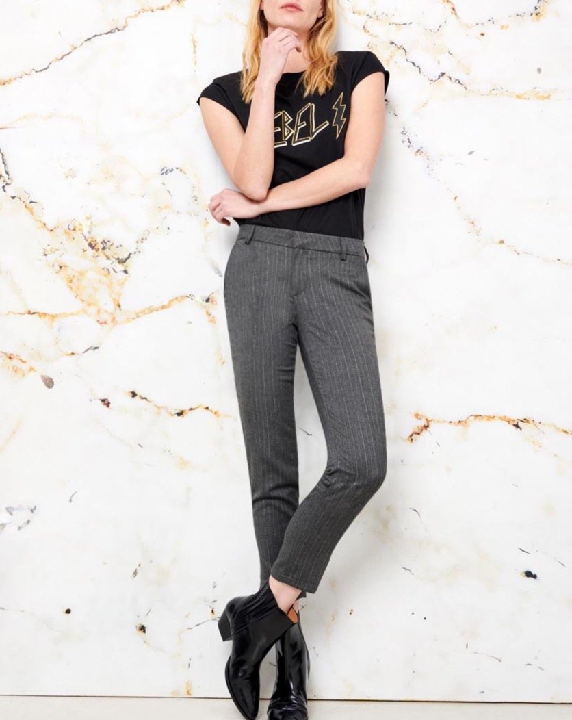 Cigarette Trousers Lizzy Fancy - Grey Silver Stripes - Women
