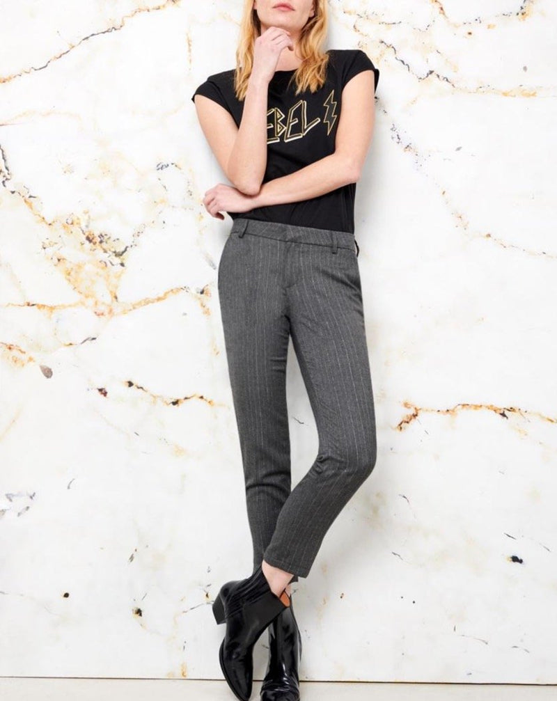 Pantalón pitillo Lizzy Fancy - Rayas grises plateadas - Mujer