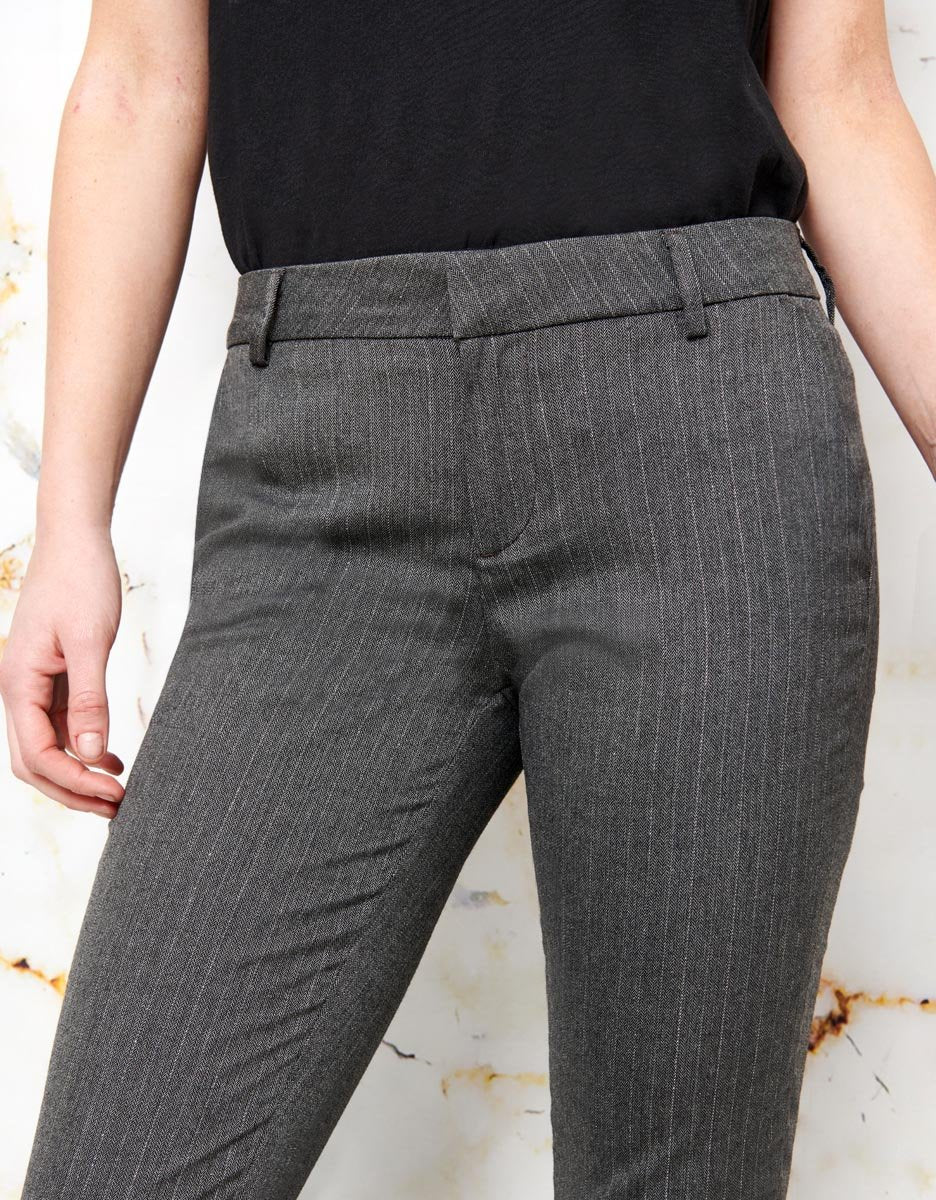 Cigarette Trousers Lizzy Fancy - Grey Silver Stripes - Women