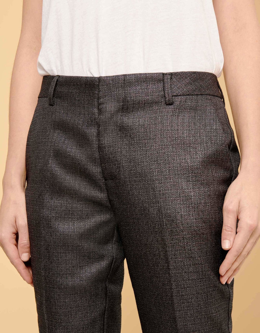Lizzy Fancy Cigarette Trousers - Metallic Black