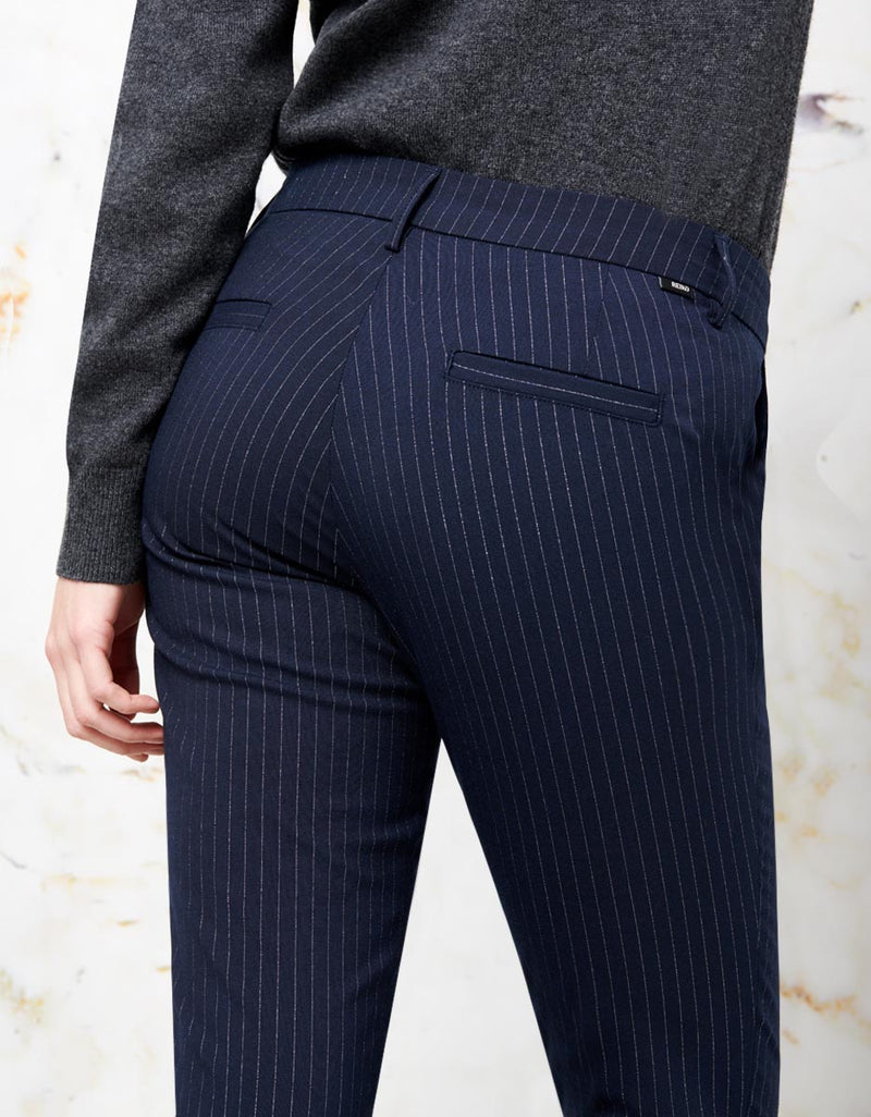 Pantalón pitillo Lizzy Fancy - Rayas plateadas azul marino - Mujer