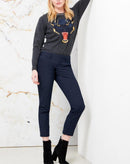Pantalón pitillo Lizzy Fancy - Rayas plateadas azul marino - Mujer
