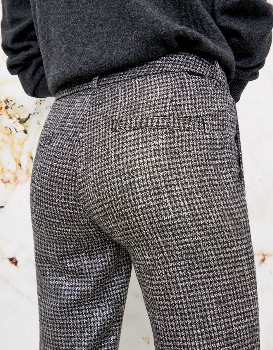 Lizzy Fancy Cigarette Trousers - Silver Houndstooth - Women