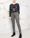 Lizzy Fancy Cigarette Trousers - Silver Houndstooth - Women