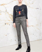 Lizzy Fancy Cigarette Trousers - Silver Houndstooth - Women