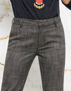 Lizzy Fancy Cigarette Trousers - Silver Houndstooth - Women