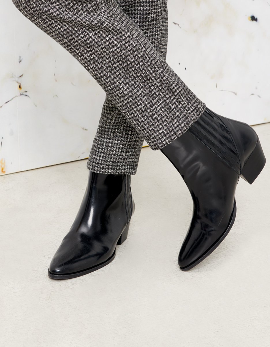 Lizzy Fancy Cigarette Trousers - Silver Houndstooth - Women