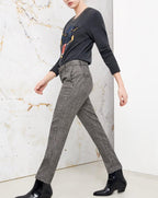 Lizzy Fancy Cigarette Trousers - Silver Houndstooth - Women