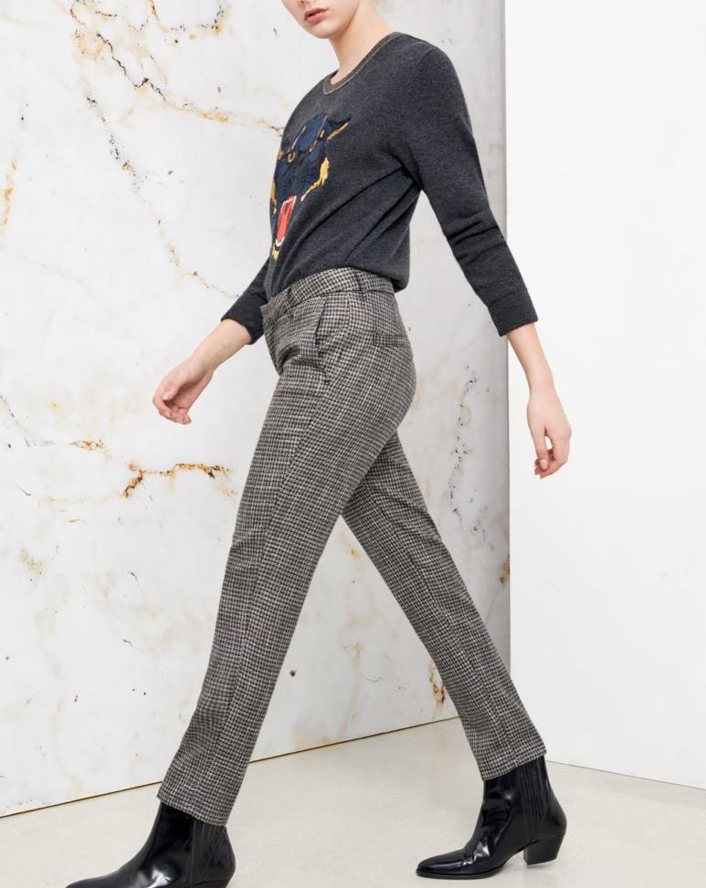 Lizzy Fancy Cigarette Trousers - Silver Houndstooth - Women