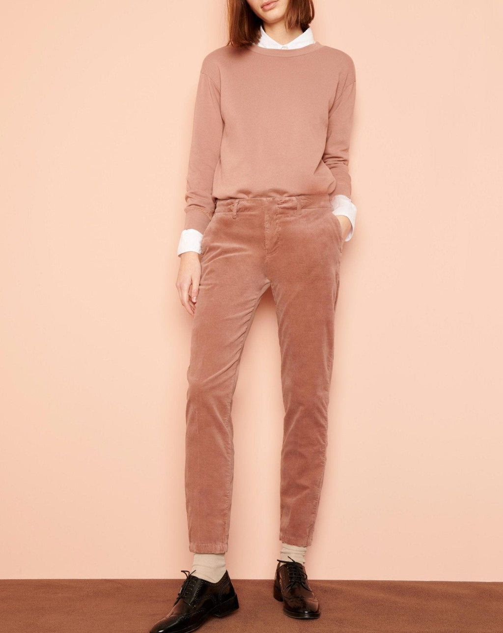 Lizzy Velvet Cigarette Trousers - Dusty Pink - Women