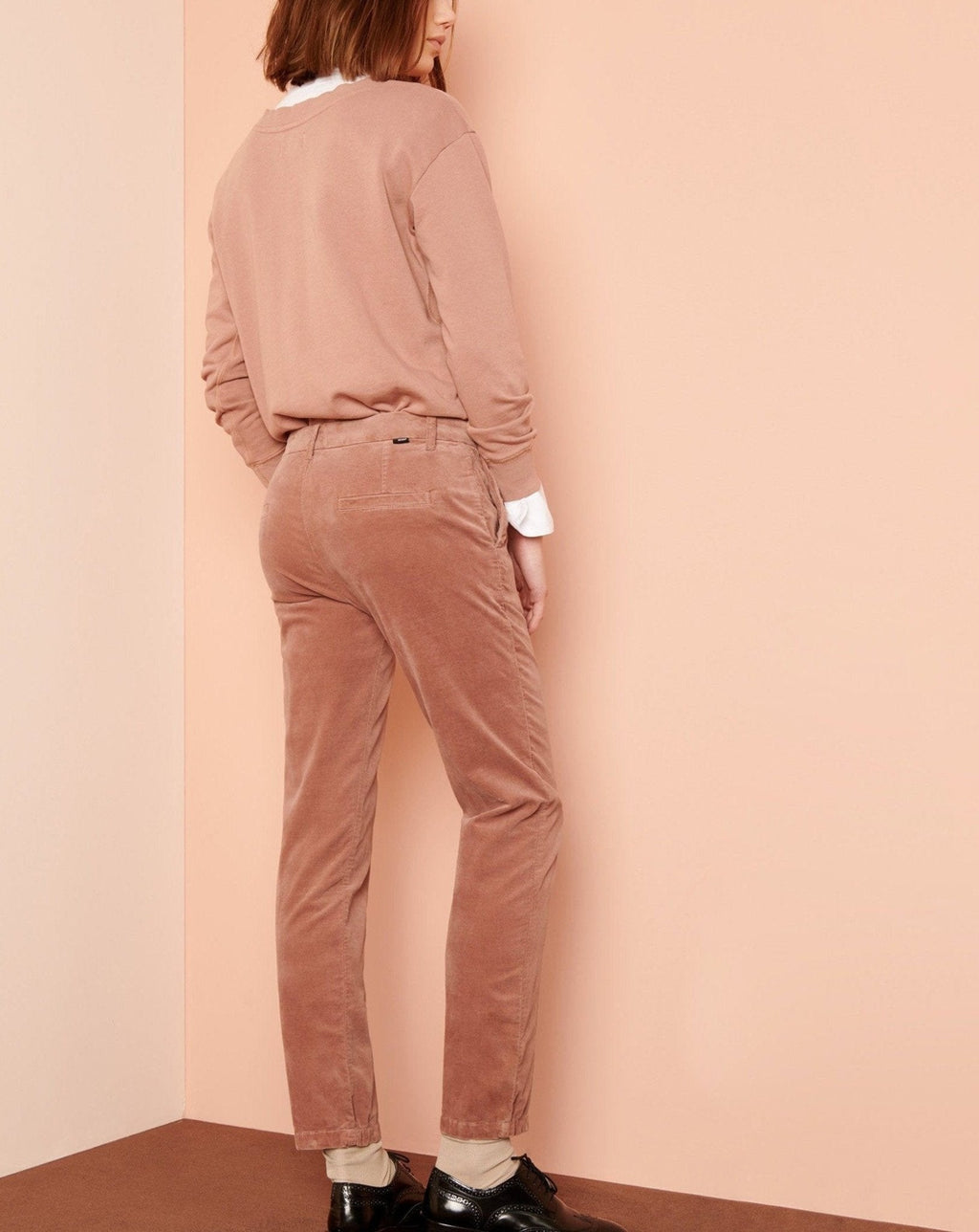 Lizzy Velvet Cigarette Trousers - Dusty Pink - Women