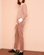Lizzy Velvet Cigarette Trousers - Dusty Pink - Women