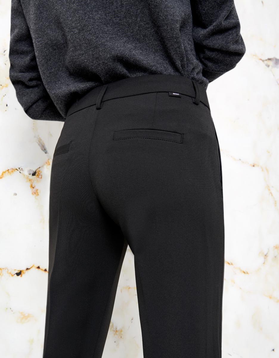 Louison Color Cigarette Trousers - Black