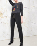 Louison Color Cigarette Trousers - Black