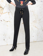 Louison Color Cigarette Trousers - Black