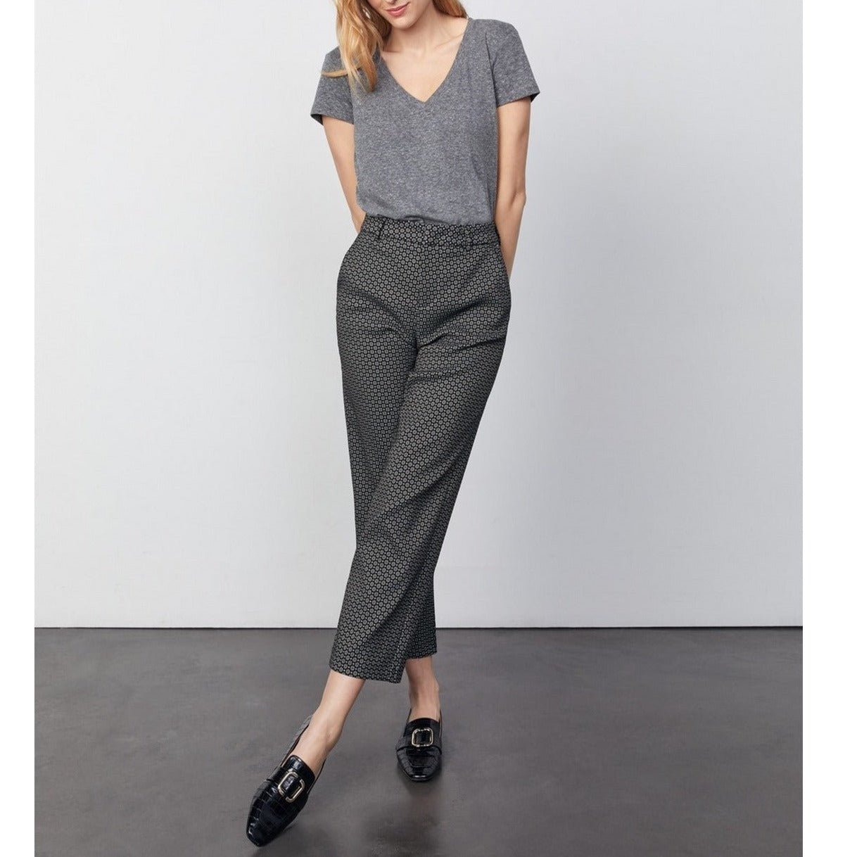 Reiko - Pantalon Cigarette Straight Cropped Laryfancy - Black Daisy - Femme