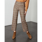 Pantalon Cigarette Straight Cropped Laryfancy - Camel Checks - Femme