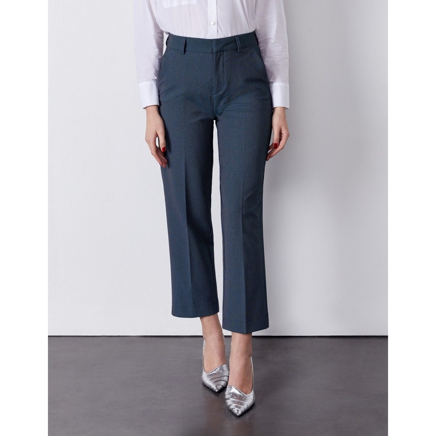 Pantalon Cigarette Straight Cropped Laryfancy - Indigo Dots - Femme