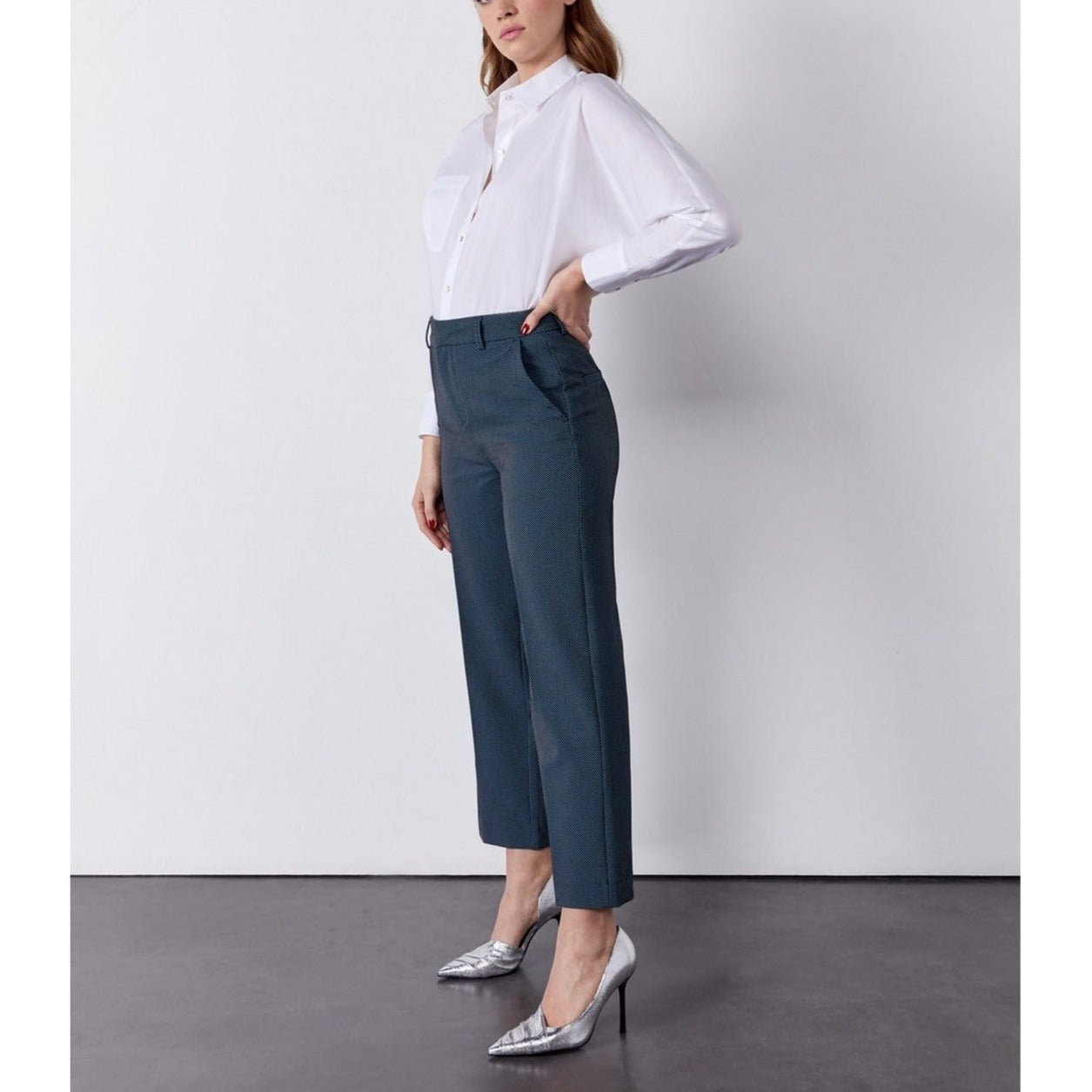 Pantalon Cigarette Straight Cropped Laryfancy - Indigo Dots - Femme
