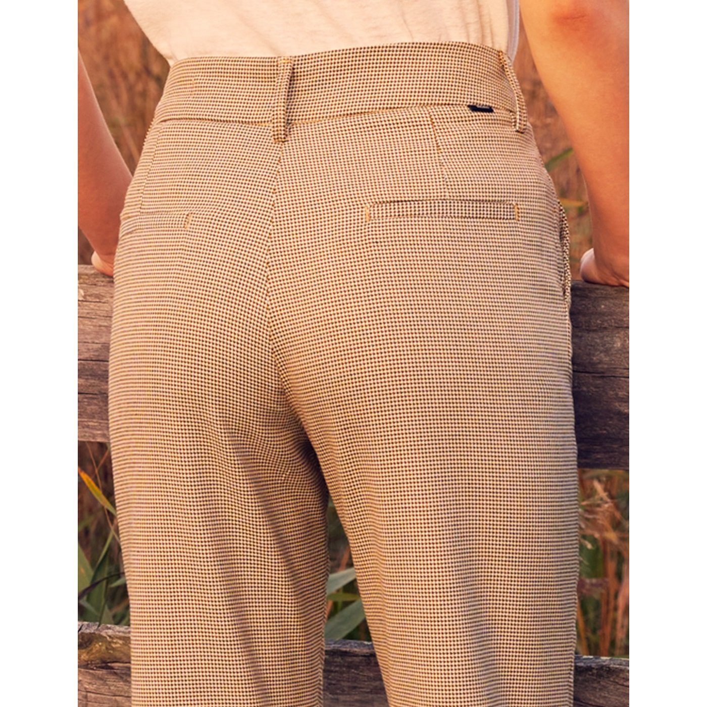 Liv Straight Cropped Cigarette Trousers - Honeycomb - Women