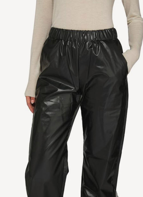 Kassl Editions - Pantalon En Coton Enduit - Black - Femme