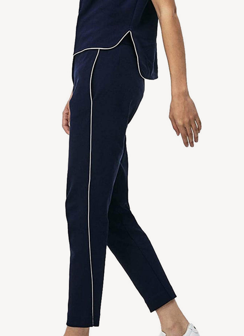 Lacoste - Pantalon En Coton - Marine/Farine - Femme