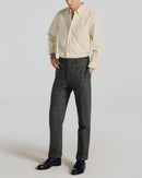 Fursac - Pantalon En Laine Vierge Grattée Grise - Gris, Effet Tweed
