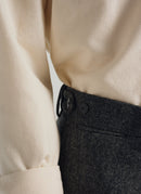 Fursac - Pantalon En Laine Vierge Grattée Grise - Gris, Effet Tweed