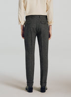 Fursac - Pantalon En Laine Vierge Grattée Grise - Gris, Effet Tweed