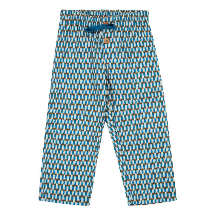 Ficus blue geo print Caramel pants - Caramel selection available on amaetc.com, eco friendly concept store for children
