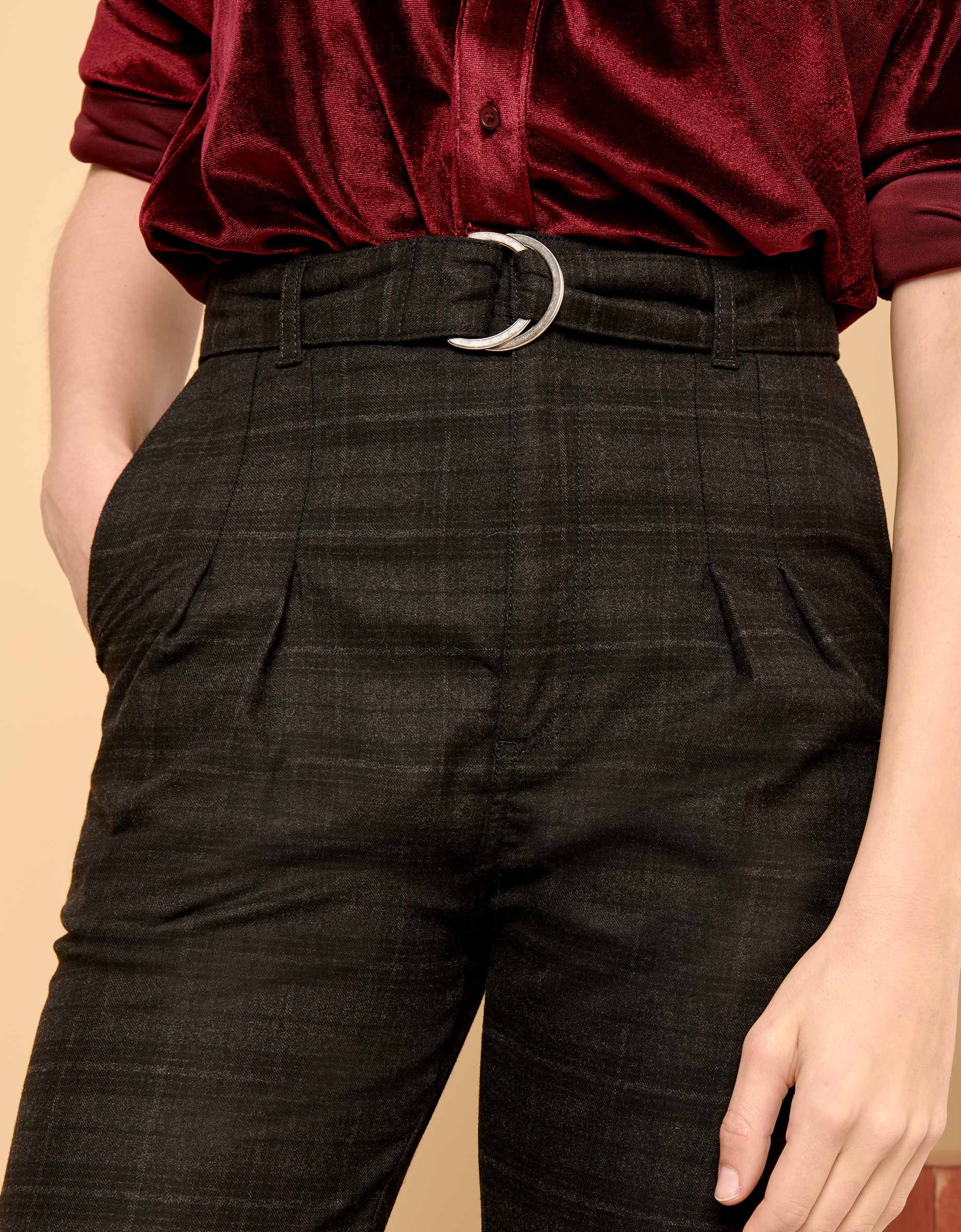Pantalon Highwaist Arnaud Fancy - Checked Grey - Femme