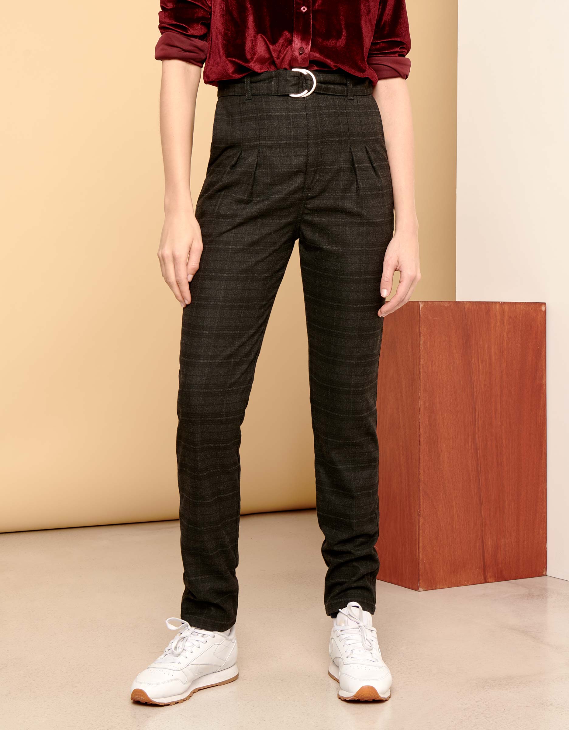 Pantalon Highwaist Arnaud Fancy - Checked Grey - Femme