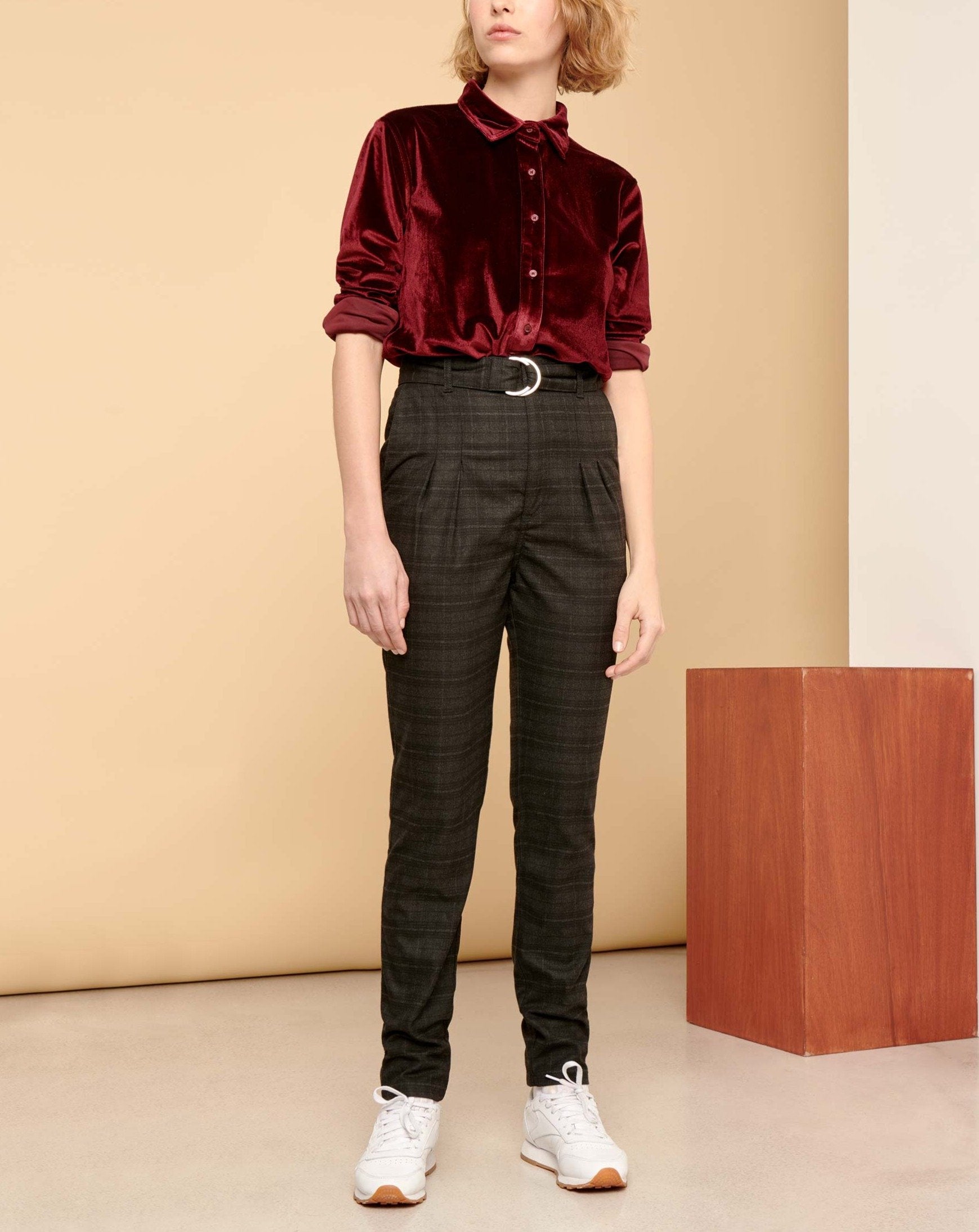 Pantalon Highwaist Arnaud Fancy - Checked Grey - Femme