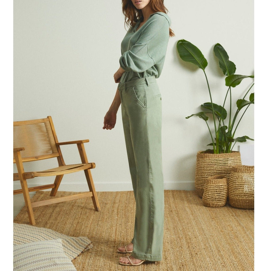 Pantalon Chino Sandy Long Straight - Green Bay - Femme