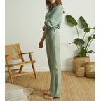 Pantalon Chino Sandy Long Straight - Green Bay - Femme