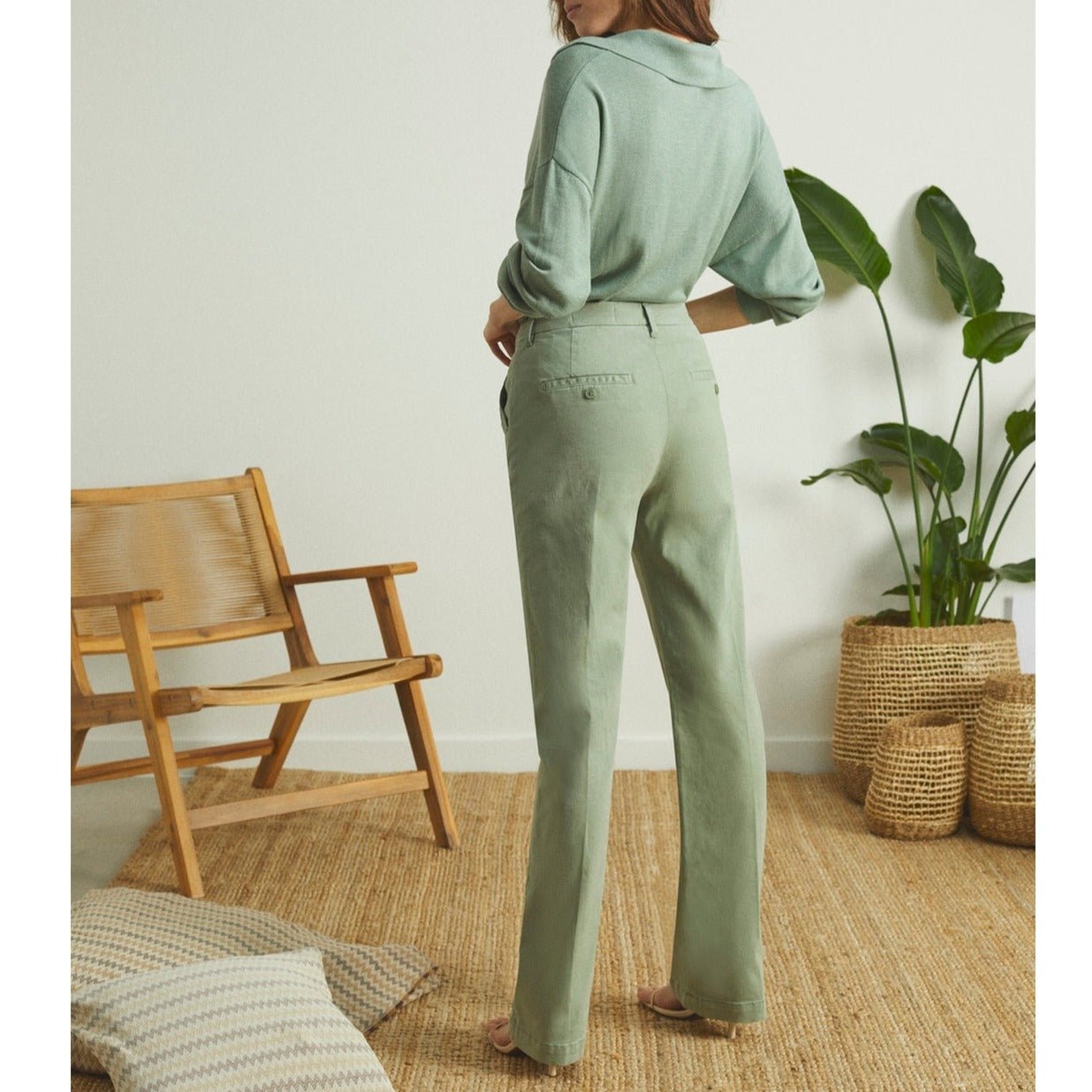 Pantalon Chino Sandy Long Straight - Green Bay - Femme