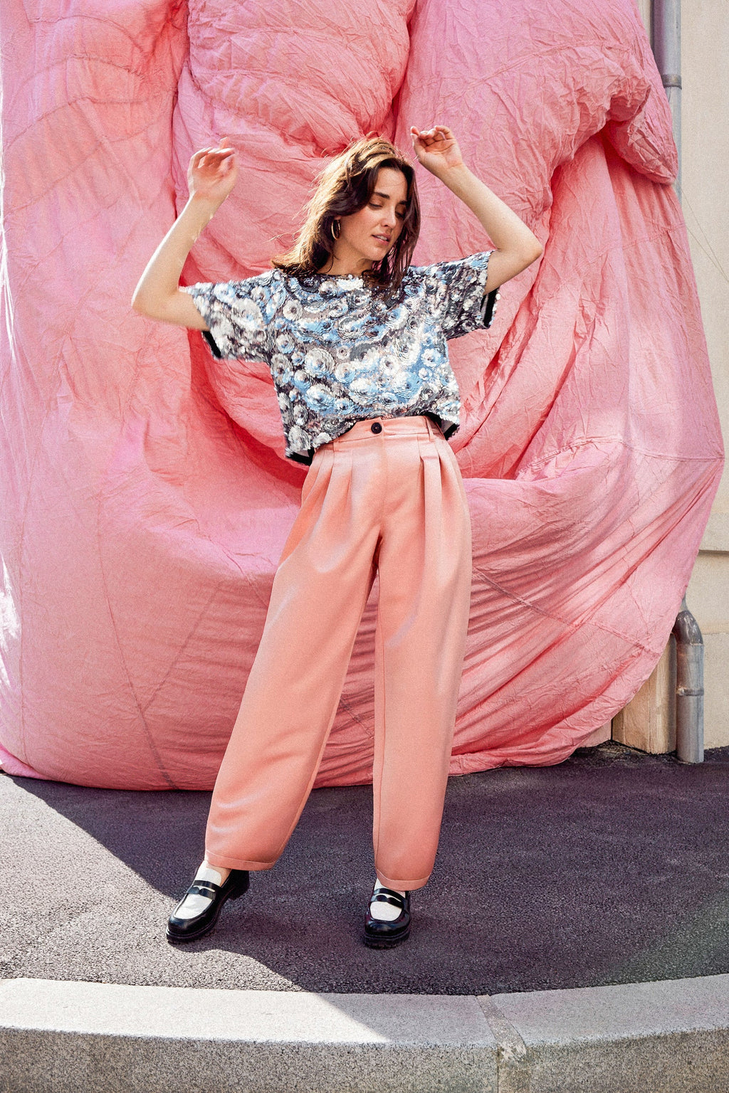 PANTALON NOE SATIN ROSE