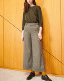 Pantalón ancho cropped Paolo Fancy - Tartán negro - Mujer