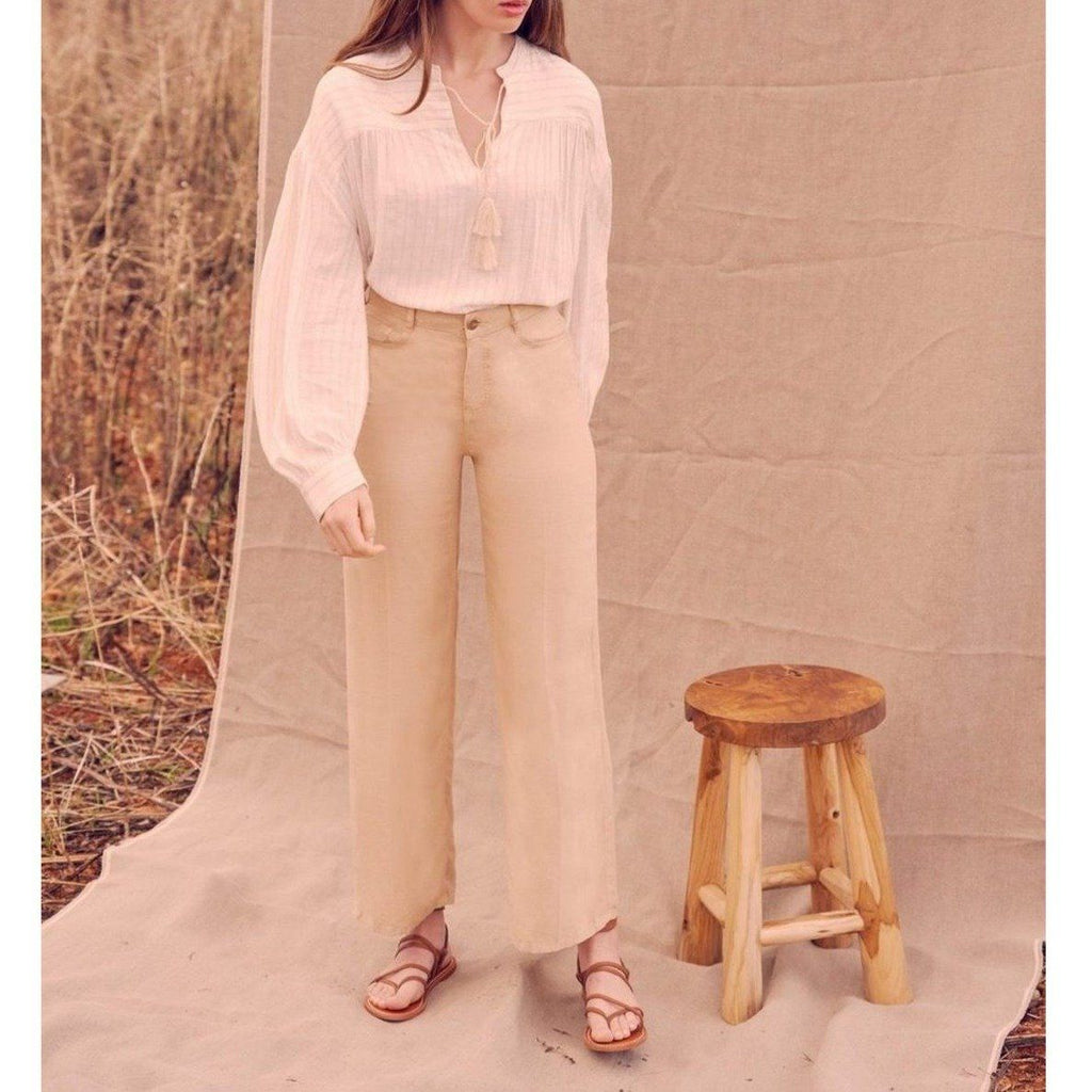Pantalon Wide Ellie Linen - Light Sand - Femme