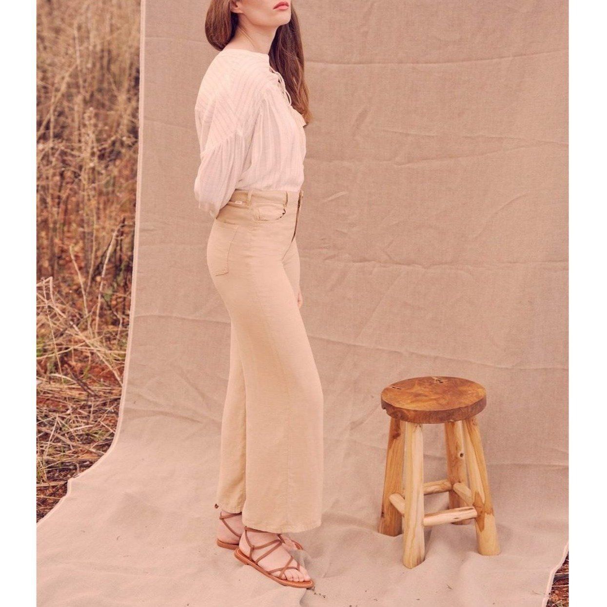 Pantalon Wide Ellie Linen - Light Sand - Femme