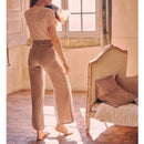 Pantalón ancho de lino Ellie - Piedra - Mujer