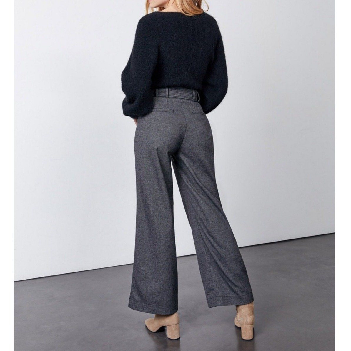Reiko - Gabby Fancy Wide-Leg Trousers - Blended Black