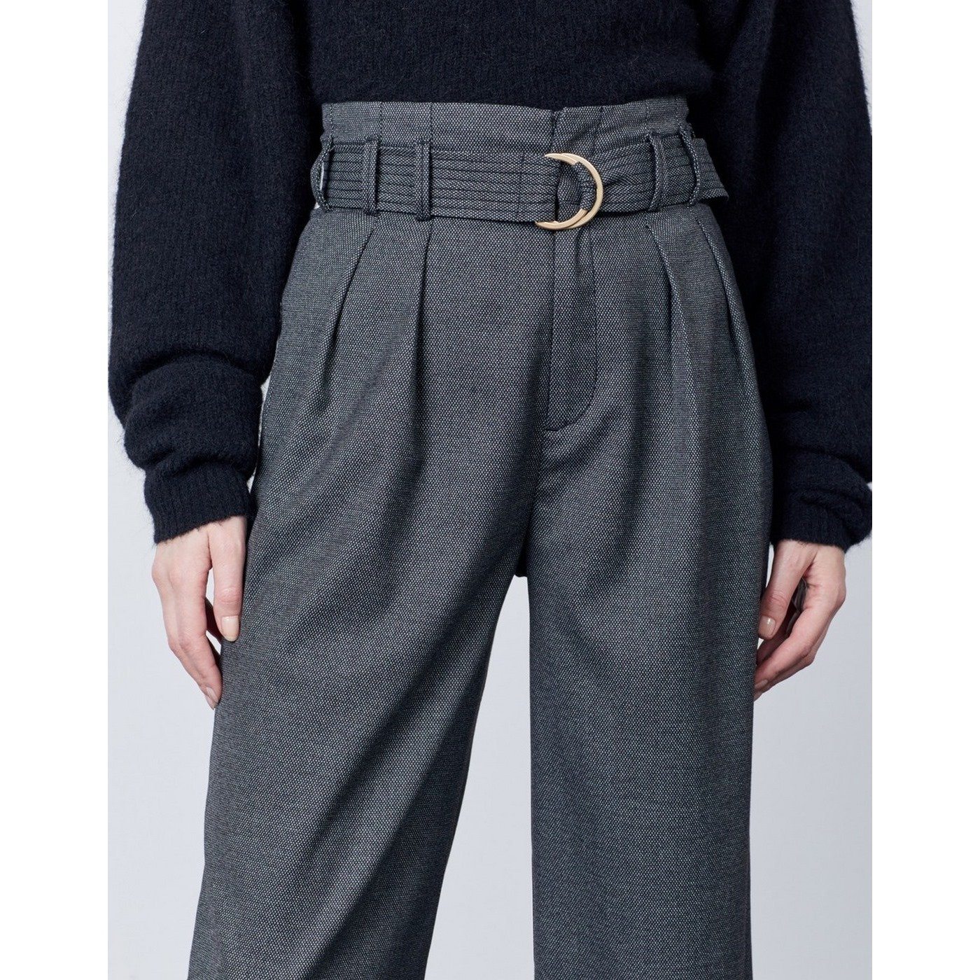 Reiko - Gabby Fancy Wide-Leg Trousers - Blended Black